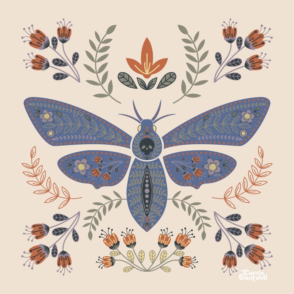 Death Head Moth by Carrie Cantwell — canvas wall art