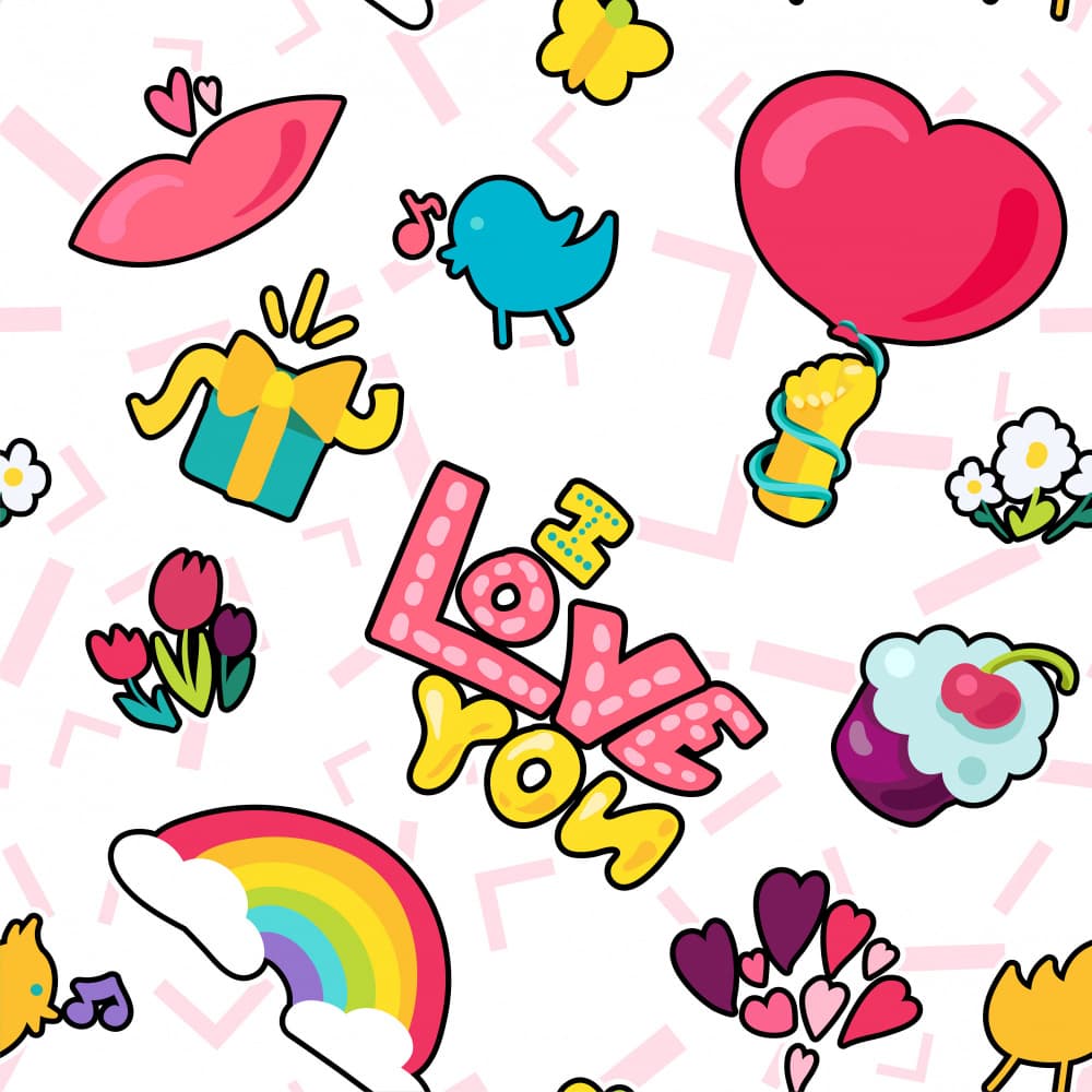 Cheerful Love Doodles by Marika Barsrsind — canvas wall art