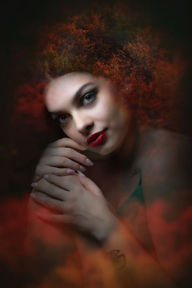 Mysterious Fiery Portrait by Ruth Franke — canvas wall art