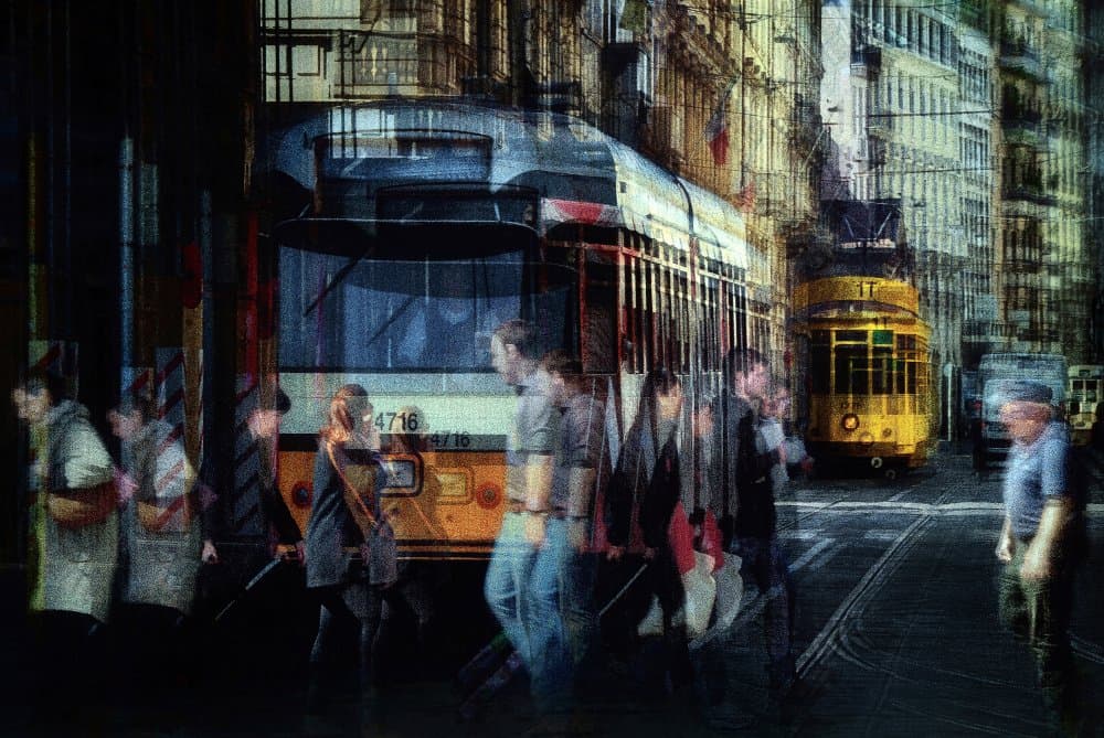 Blurred City Trams by Samanta Krivec — canvas wall art