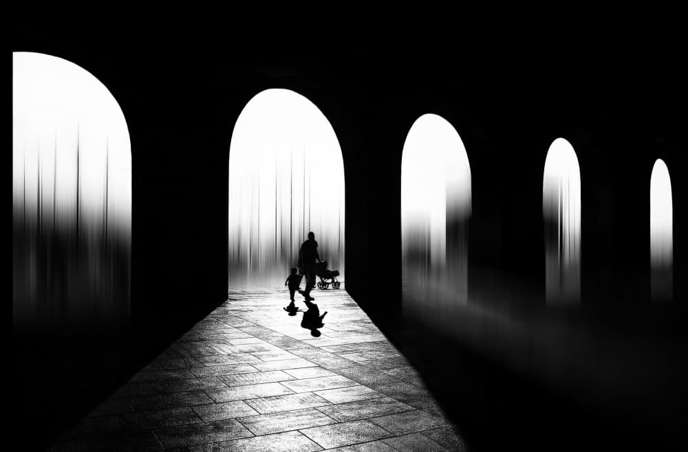 Family Walk Into Light by Samanta Krivec — canvas wall art