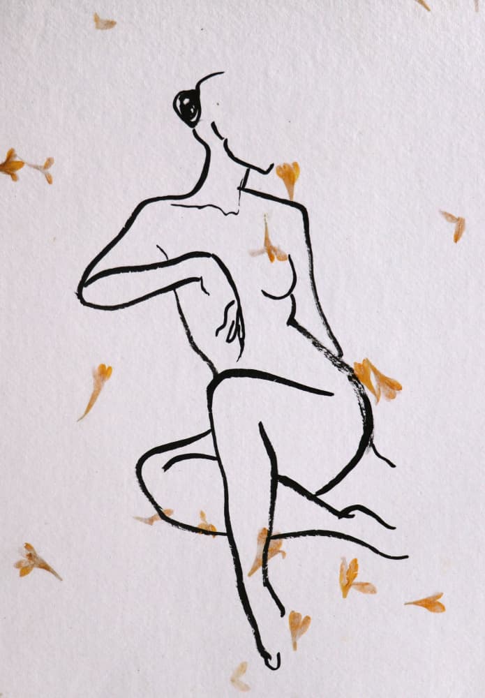 Delicate Figure and Petals by Santhosh ch — canvas wall art