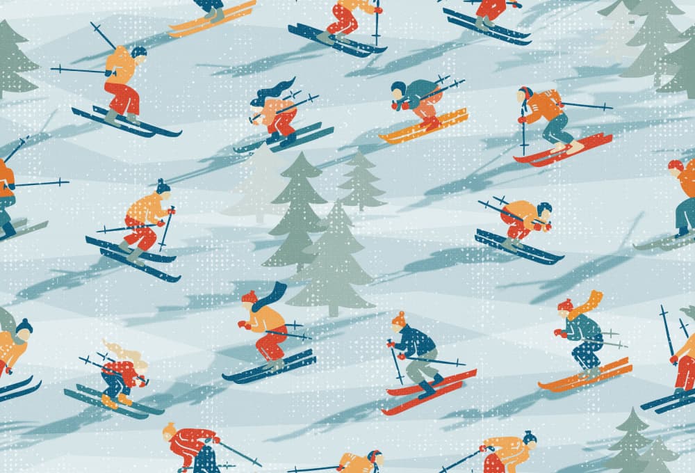 Skiers On Snowy Slopes by Annick — canvas wall art
