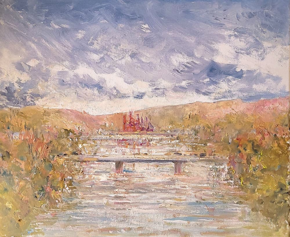 Rustic River Bridge View by Wayne Sleeth — canvas wall art