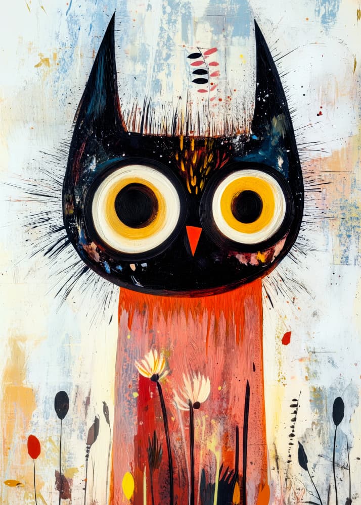 Whimsical Owl In Bloom by Justyna Jaszke — canvas wall art