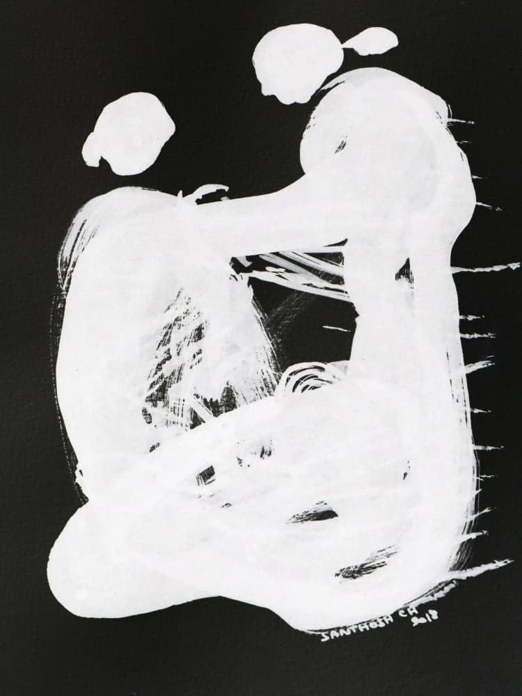 Black and White Embrace by Santhosh ch — canvas wall art