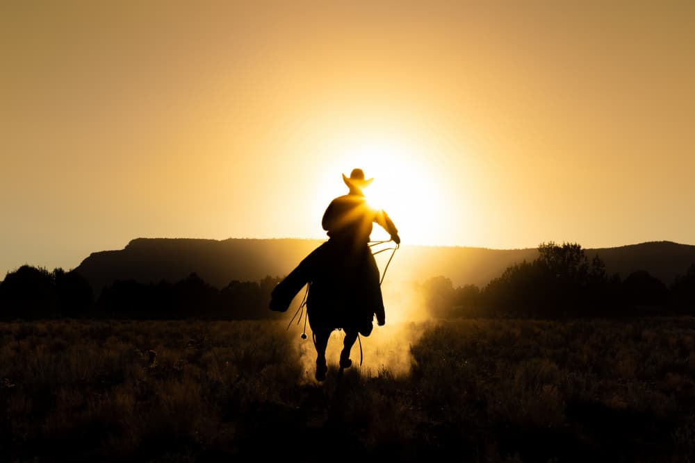 Western Sunset Rider by Matt Jacob — canvas wall art