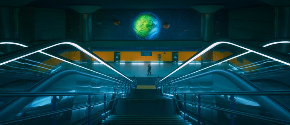 Neon Subway Planet by Carlos Hernandez Martinez — canvas wall art