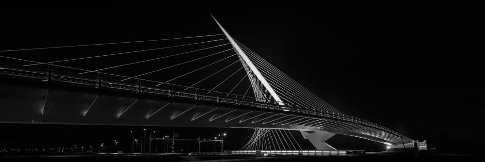 Sleek Illuminated Bridge by piXXelpark — canvas wall art