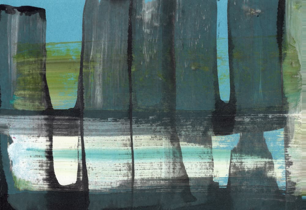 Abstract Blue Green Layers by Annick — canvas wall art