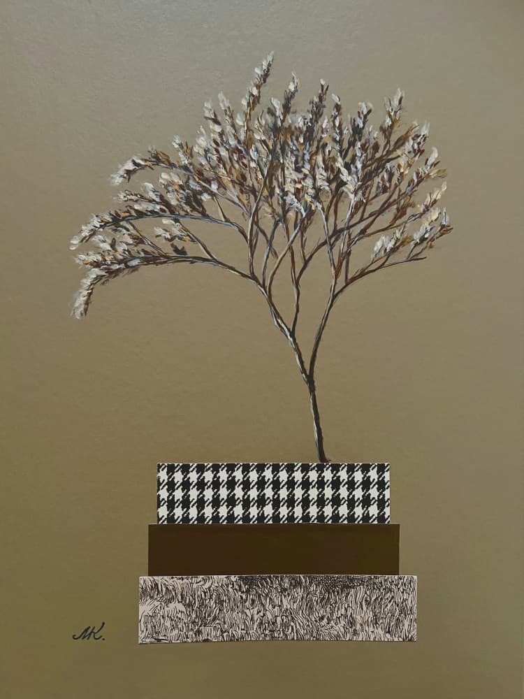 Modern Houndstooth Floral by Marina Kozyr — canvas wall art