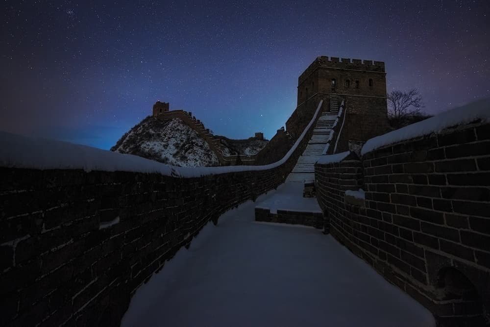 Great Wall Winter Night by Yan Zhang — canvas wall art