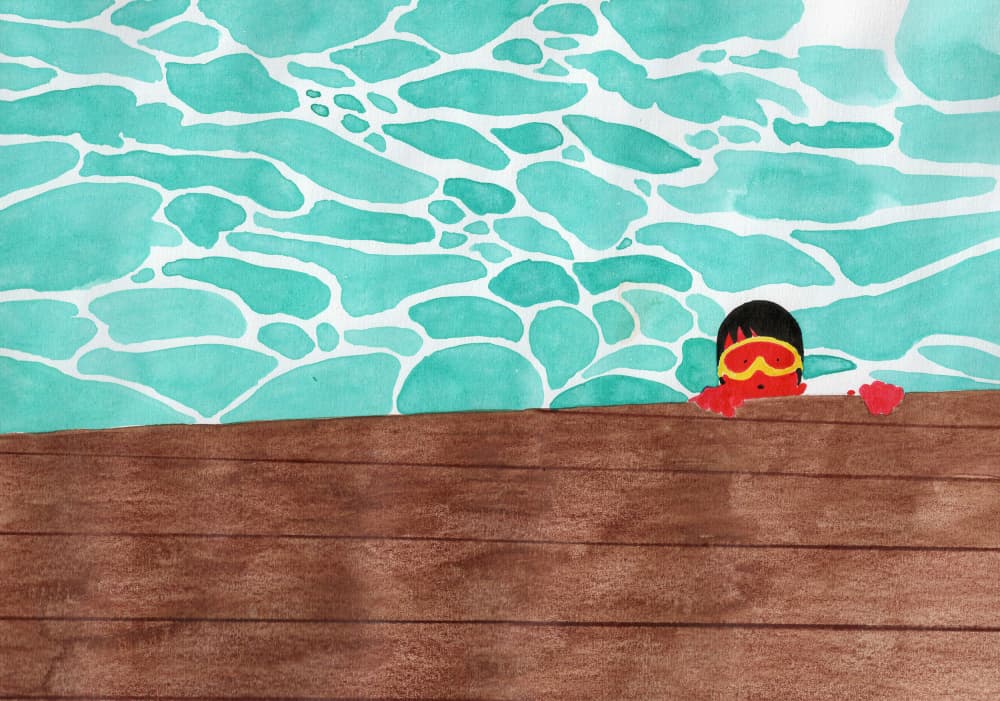 Child Swimming Fun by Zhigang Zhang — canvas wall art