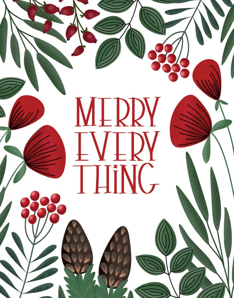 Merry Everything Botanicals by Rosana Laiz Blursbyai — canvas wall art