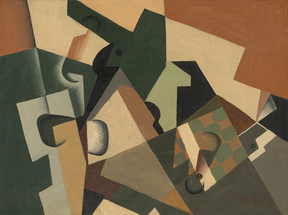 Glass and Checkerboard (1917) by Juan Gris — canvas wall art