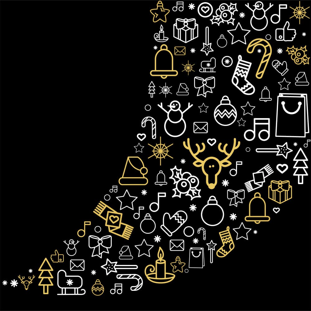 Black Gold Christmas Icons by Marika Barsrsind — canvas wall art
