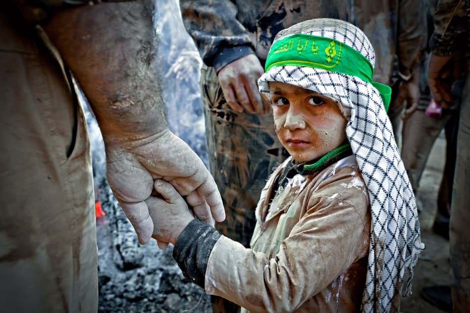 Solemn Boy Holding Hand by Mohammadreza Momeni — canvas wall art