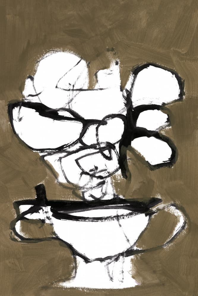 Monochrome Floral Vase by cartissi — canvas wall art