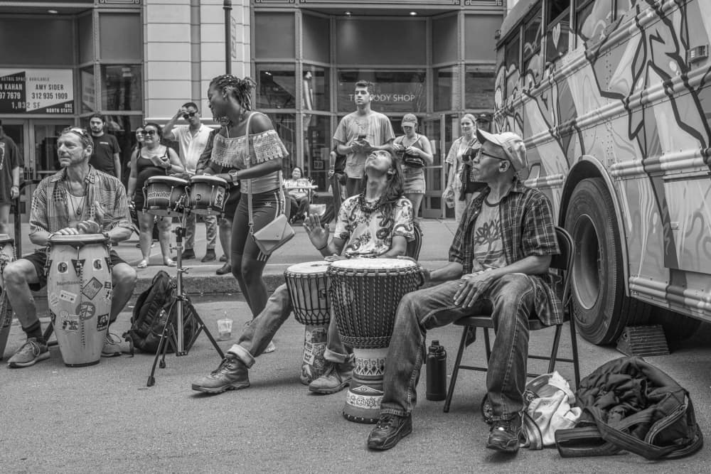 City Street Drummers by Wendy Fischer Hartman — canvas wall art