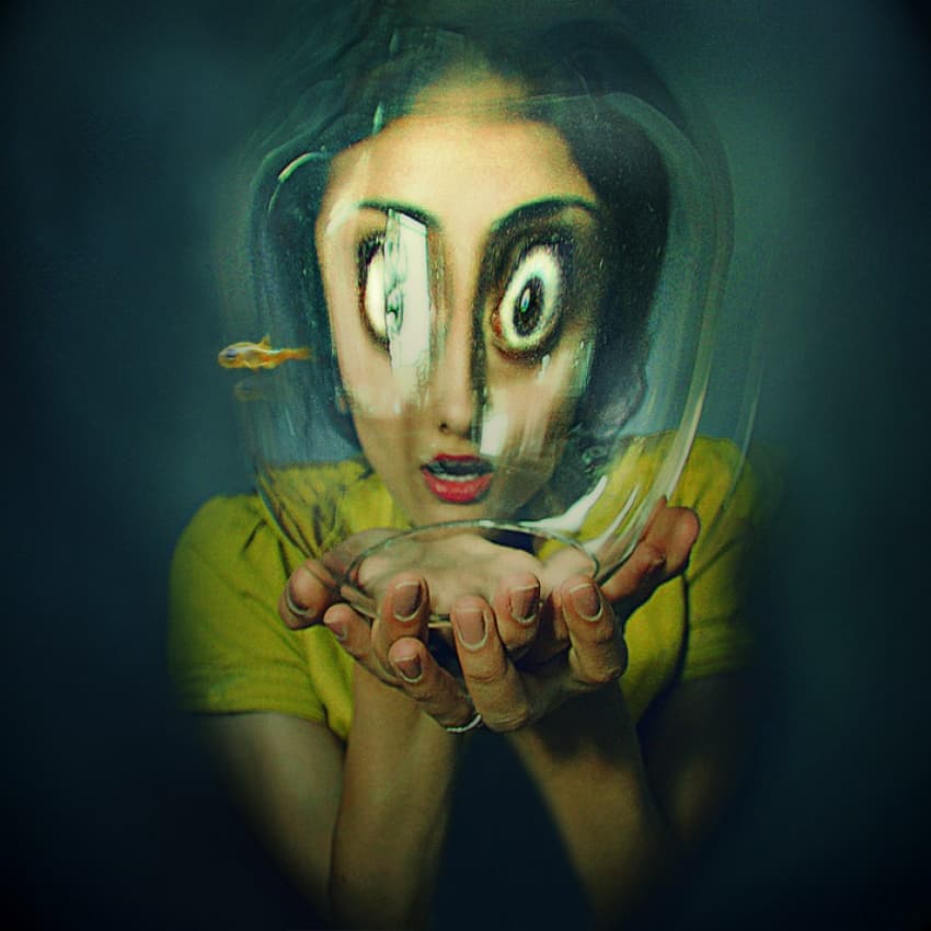 Distorted Fishbowl Portrait by Inga Ivanova — canvas wall art