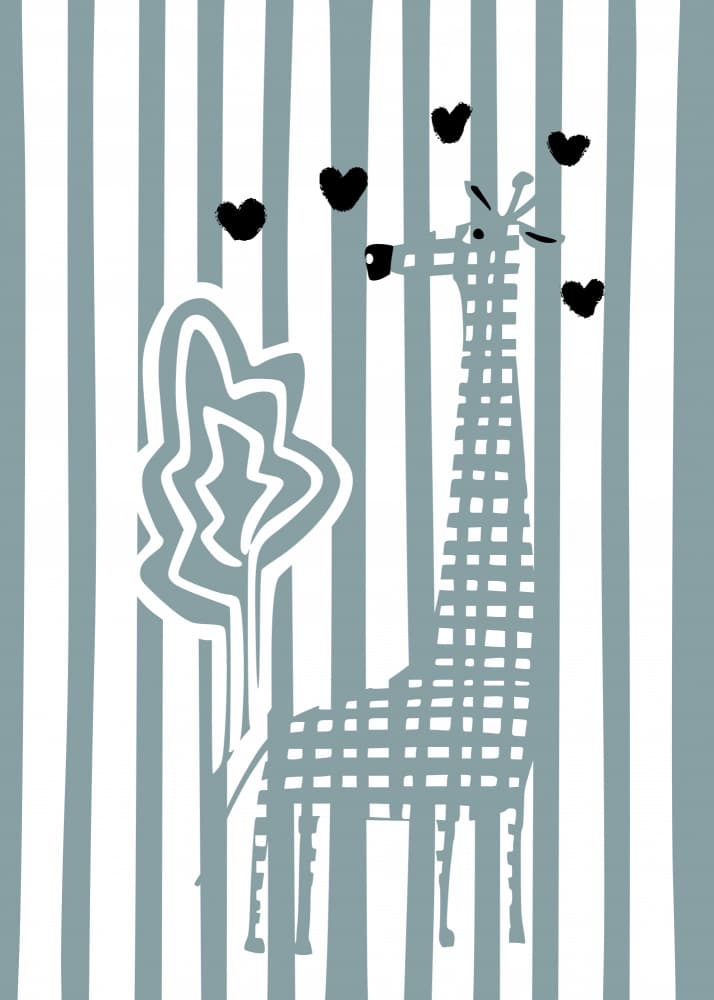 Whimsical Giraffe And Hearts by Annick — canvas wall art