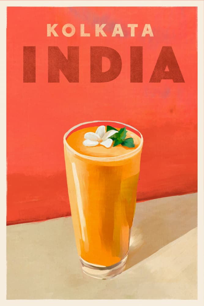 Travel Poster Cocktail Kolkata India by The Whiskey Ginger — canvas wall art