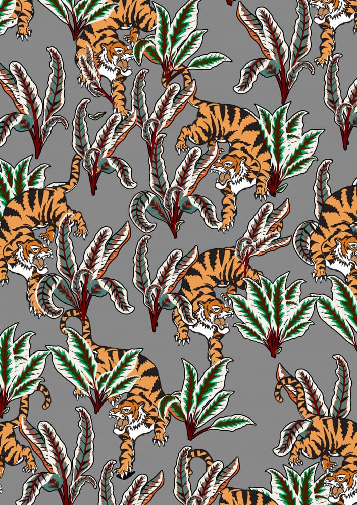 Tropical Tiger Pattern by Nicholas — canvas wall art