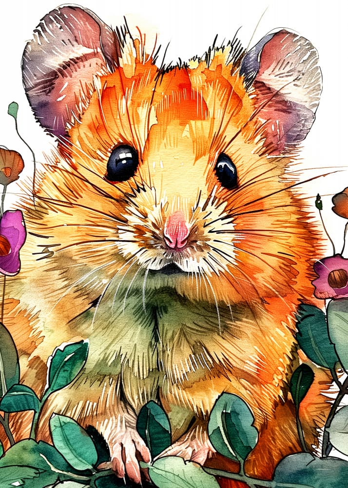 Cute Hamster Portrait by Justyna Jaszke — canvas wall art