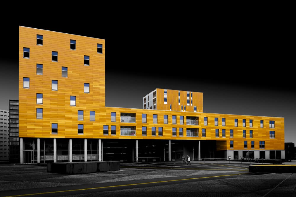 Bold Yellow Building by Greetje van Son — canvas wall art
