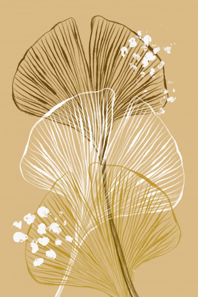 Golden Ginkgo Leaves by Martina — canvas wall art
