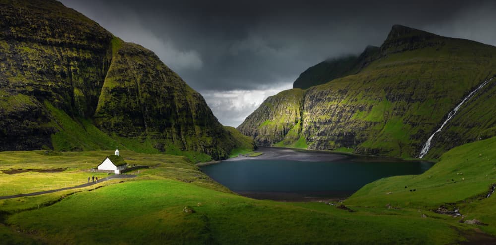 Dramatic Valley Church by Karol Nienartowicz — canvas wall art