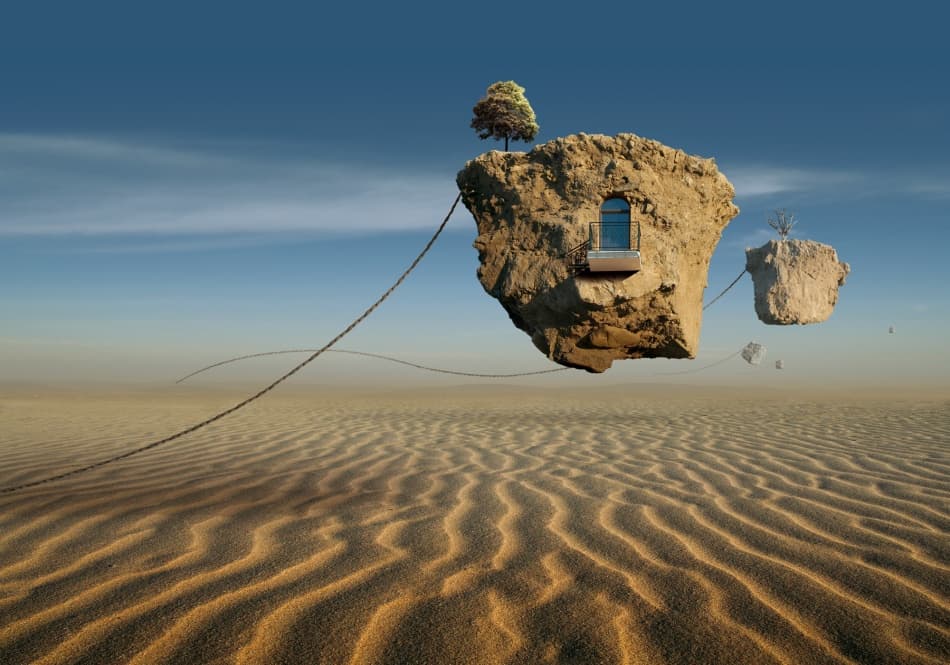 Floating Desert Islands by Radoslav Penchev — canvas wall art