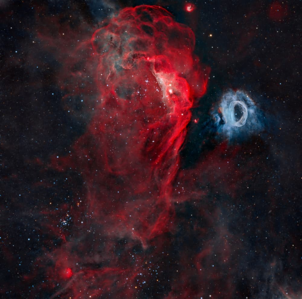 Cosmic Red and Blue Nebula by Vikas Chander — canvas wall art