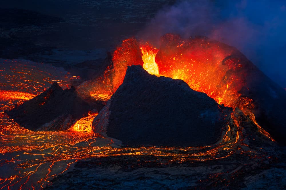 Fiery Volcanic Eruption by David Martin Castan — canvas wall art