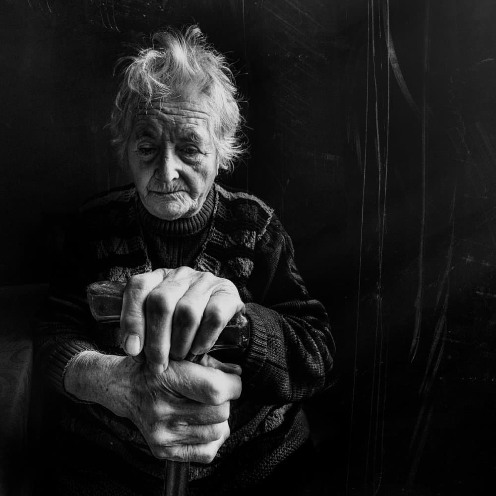 Pensive Elderly Woman by Todor Tanev — canvas wall art
