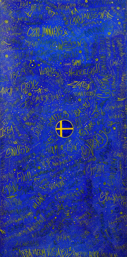 Swedish Heritage Text Flag by Lorenzo A Roe — canvas wall art
