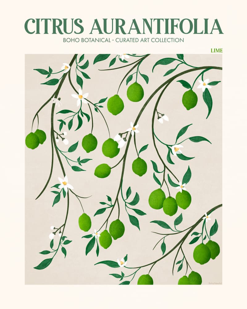 Botanical Lime Bliss by Emel Tunaboylu — canvas wall art