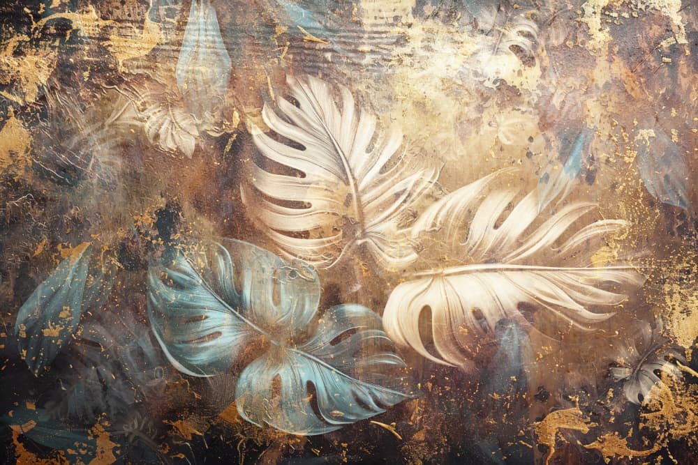 Golden Monstera Leaves by Rafal Kulik — canvas wall art