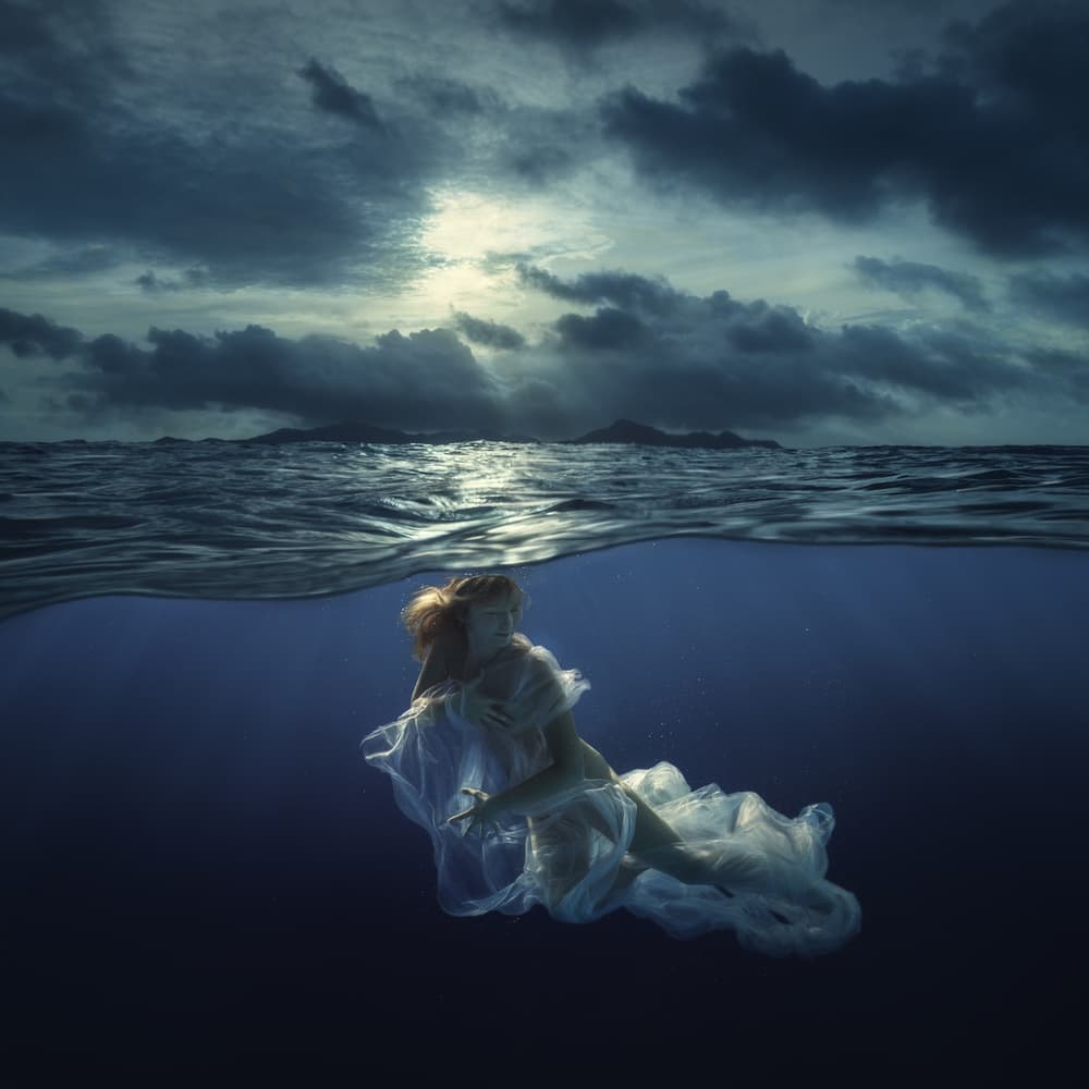 Woman Under Dark Waters by Dmitry Frizel — canvas wall art