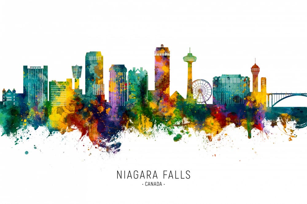 Colorful Niagara Falls Skyline by Michael Tompsett — canvas wall art
