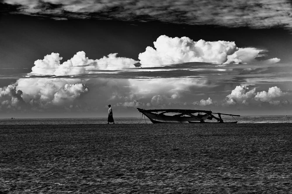 Solitary Walker Tropical Beach by Gina Buliga — canvas wall art