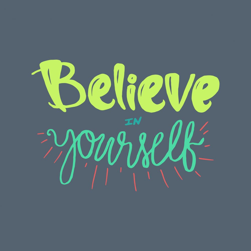 Believe In Yourself Typography by Marika Barsrsind — canvas wall art