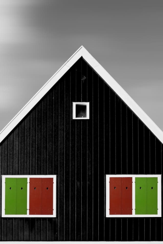 Black House Colorful Shutters by Bastian Kienitz — canvas wall art