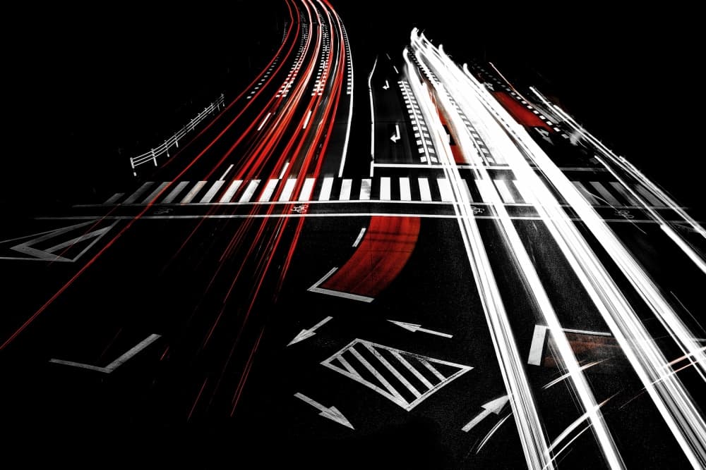Night Traffic Trails by Keisuke Ikeda @ blackcoffee — canvas wall art