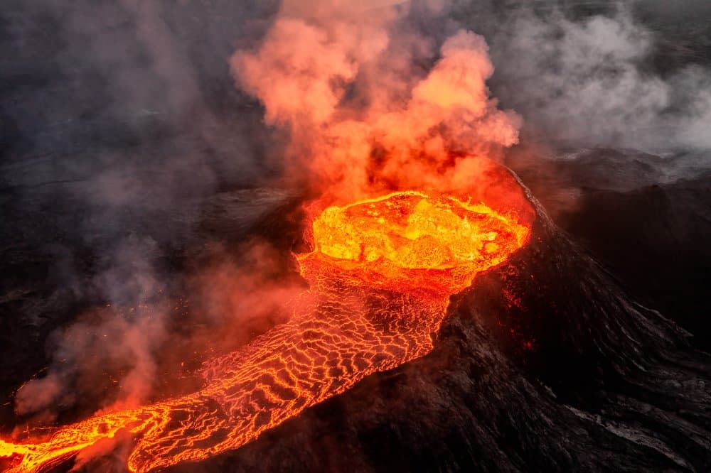 Fiery Volcano Eruption by James Bian — canvas wall art