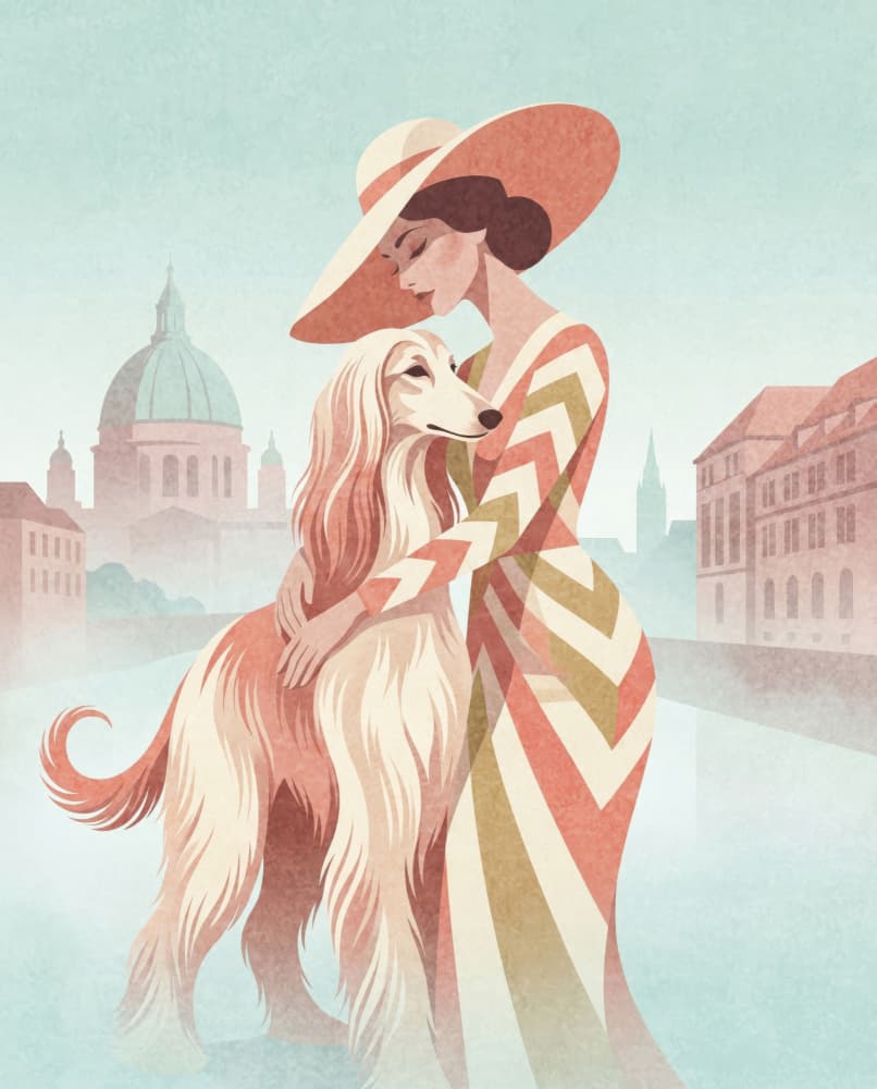 Stylish Woman Best Friend by Emel Tunaboylu — canvas wall art