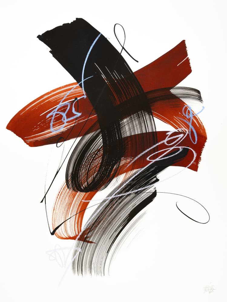 Dynamic Red Black Strokes by Mette Rix — canvas wall art