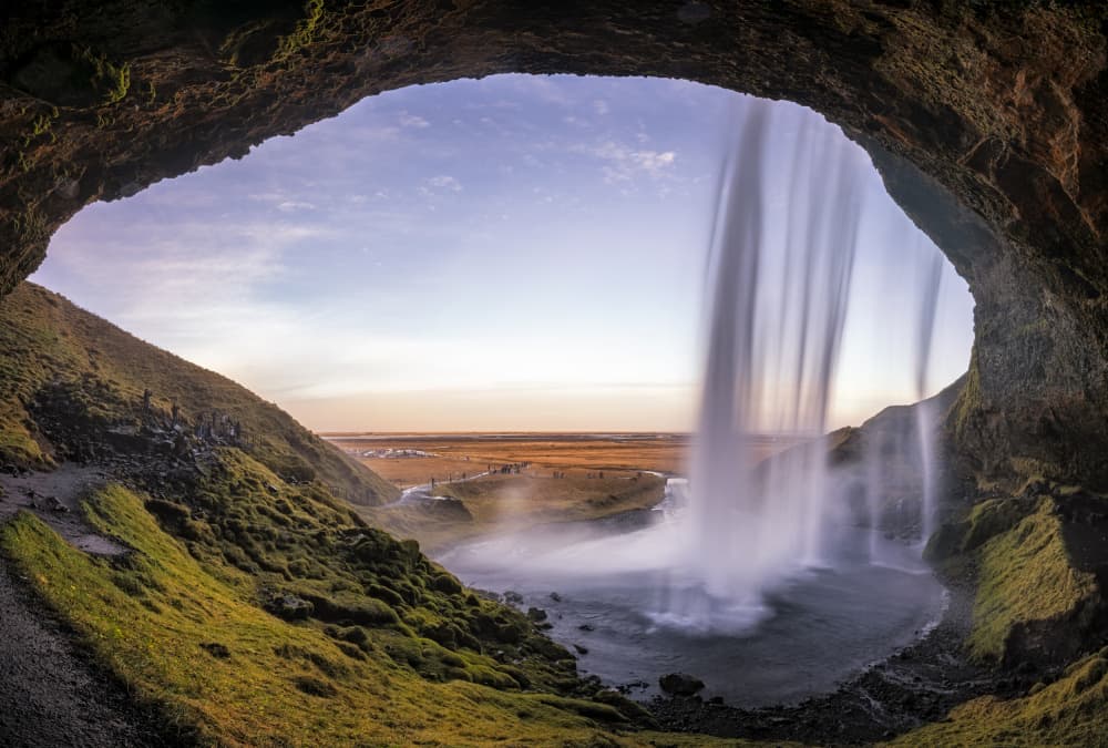 Majestic Cave Waterfall by James Zhen Yu — canvas wall art