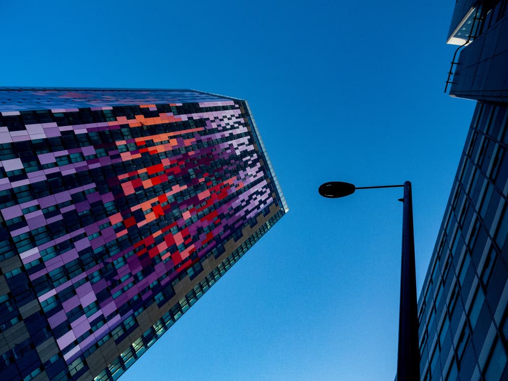 Colorful Skyscraper Design by Chris Hamilton — canvas wall art