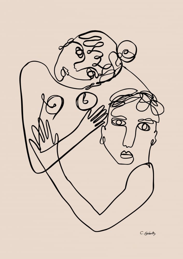 Continuous Line Embrace by Caroline Gräntz — canvas wall art